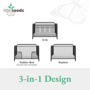 Little Seeds Raven 3-in-1 Metal Crib - Black