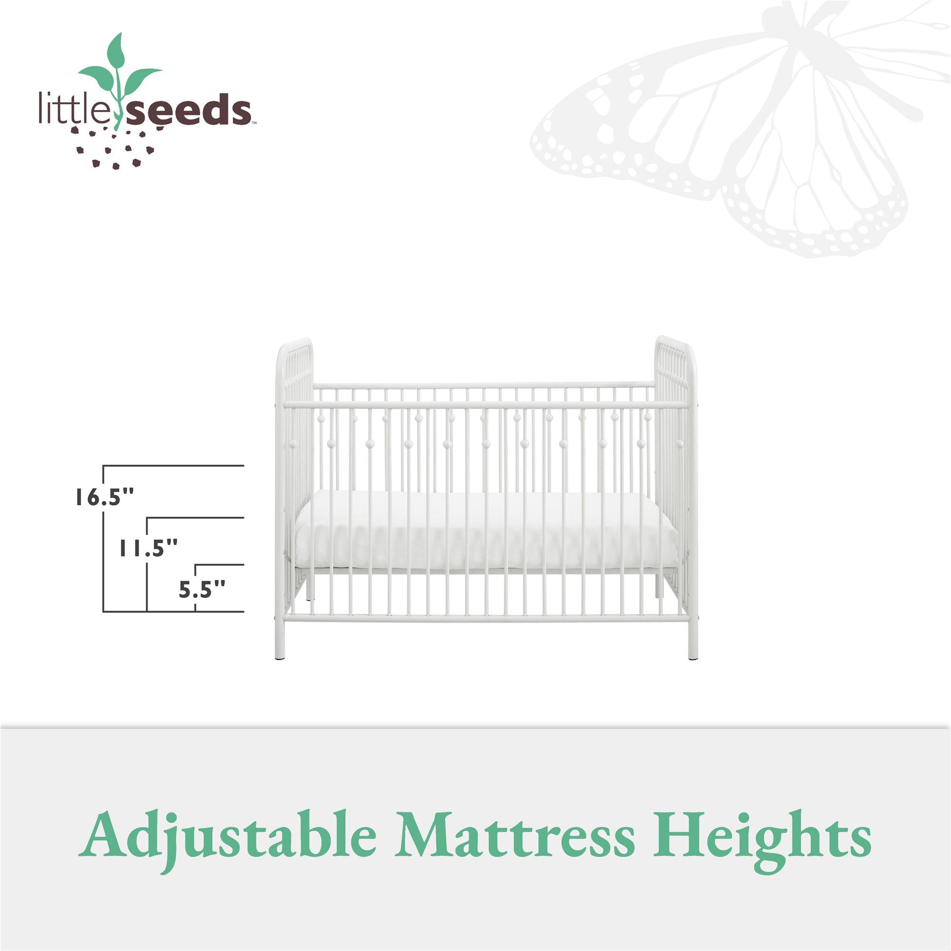 Little Seeds Monarch Hill Ivy Metal Baby Crib - White