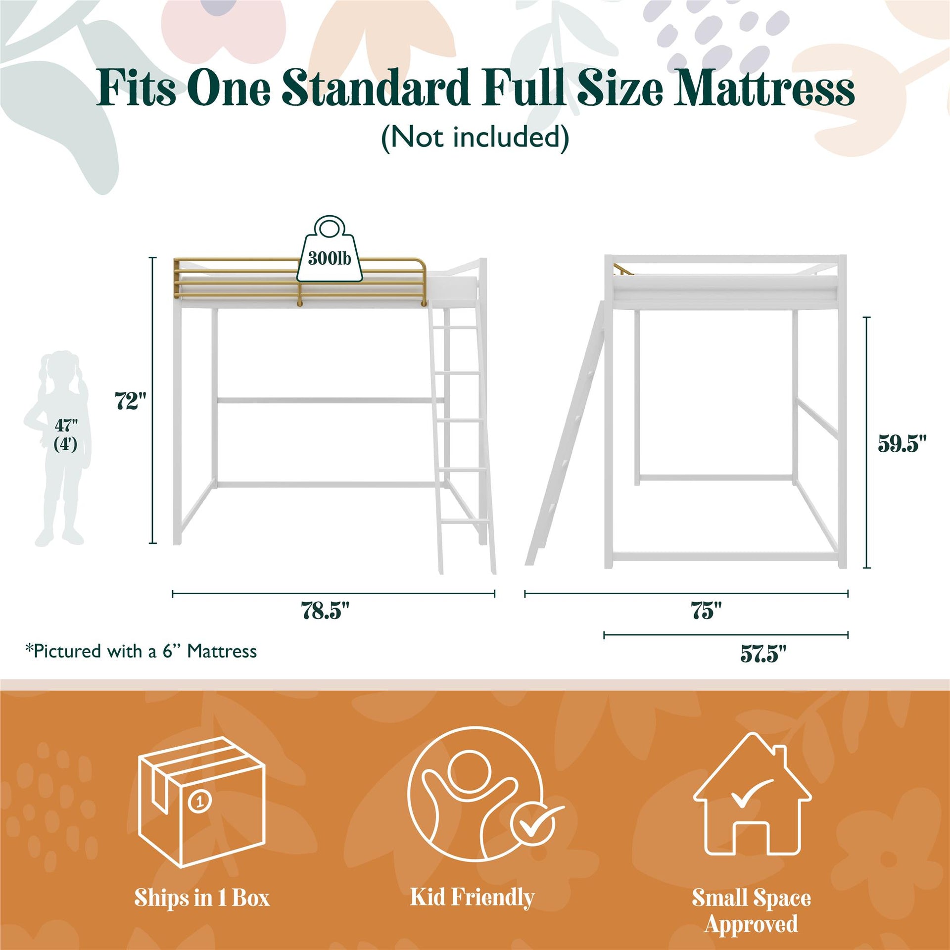Little Seeds Monarch Hill Haven Metal Loft Bed - White - Full