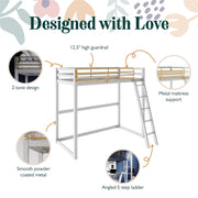 Little Seeds Monarch Hill Haven Metal Loft Bed - Dove Gray - Twin