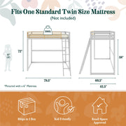 Little Seeds Monarch Hill Haven Metal Loft Bed - Dove Gray - Twin