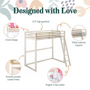 Little Seeds Monarch Hill Haven Metal Loft Bed - White - Twin