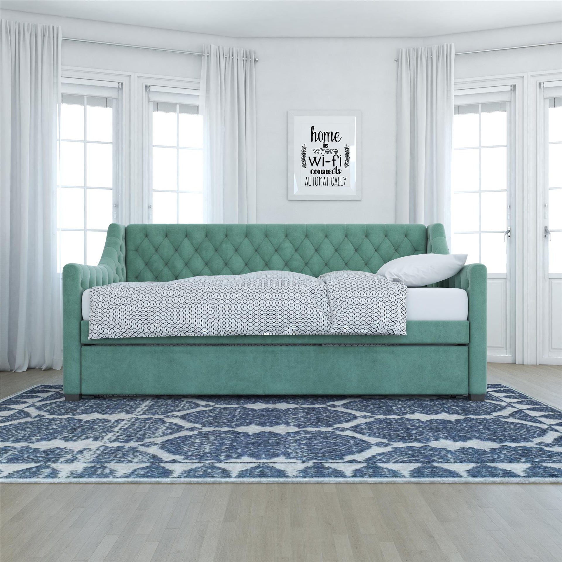 Little Seeds Monarch Hill Ambrosia Upholstered Daybed and Trundle - Teal - Twin