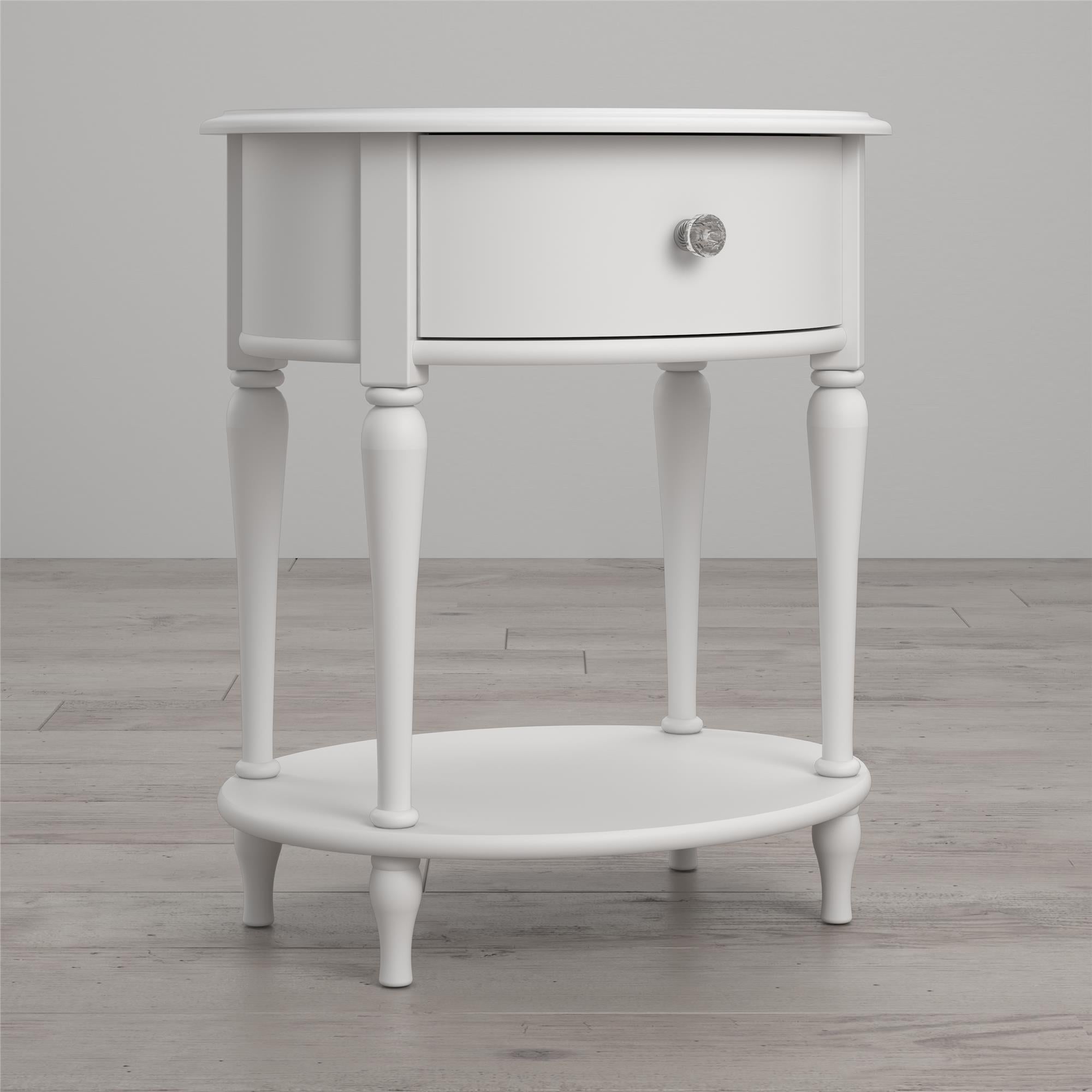 White oval store nightstand