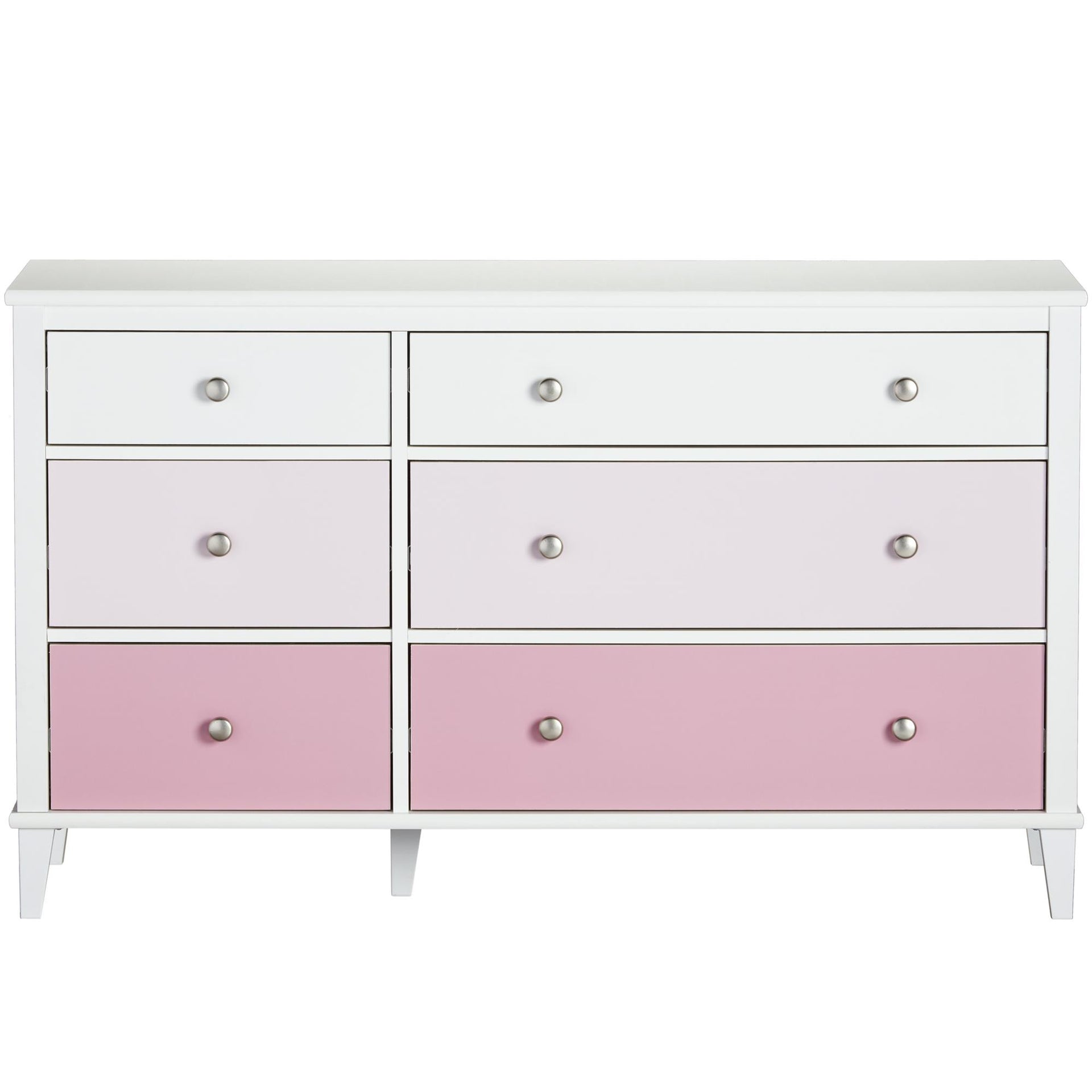 Monarch Hill Poppy White 6 Drawer Dresser - Pink