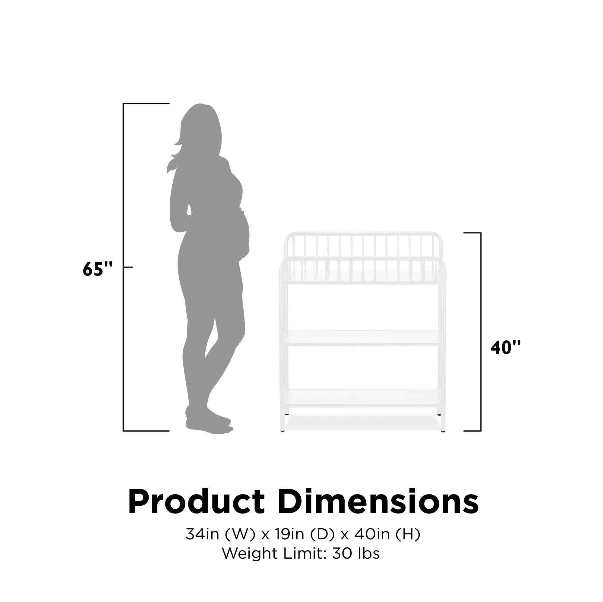 Standard changing table outlet dimensions