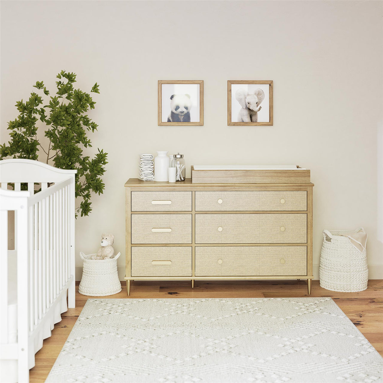 Shiloh Wide 6 Drawer Convertible Dresser & Changing Table - Natural