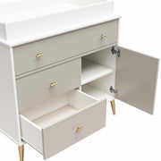 Valentina 3 Drawer/ 1 Door Convertible Dresser & Changing Table, White and Taupe - White / Grey
