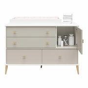 Valentina 4 Drawer/ 1 Door Convertible Dresser & Changing Table, White and Taupe - White / Grey