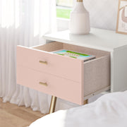 Valentina 1 Drawer Nightstand, White and Pink - Pale Pink