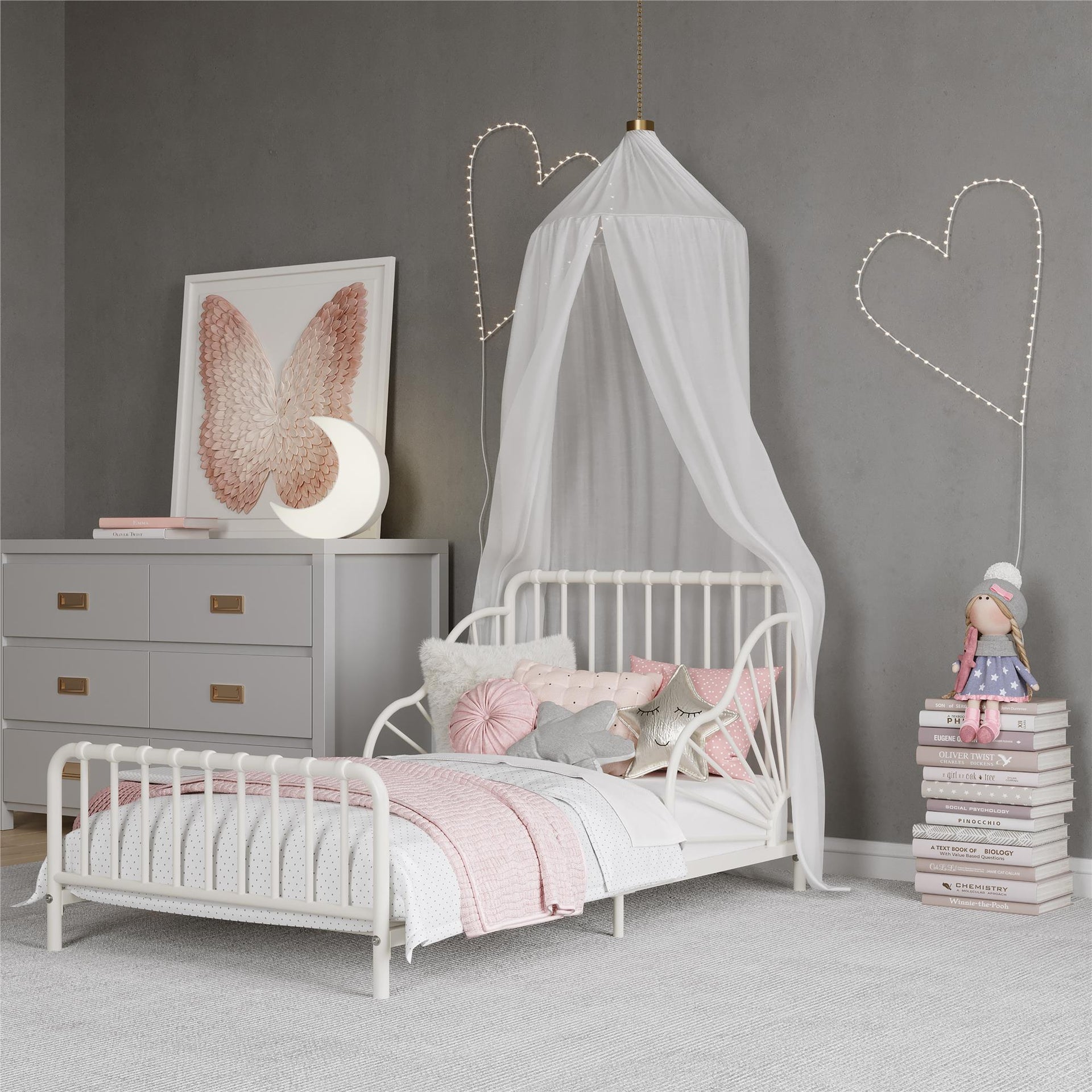 Quinn Toddler Bed - Off White - Crib & Toddler Mattress