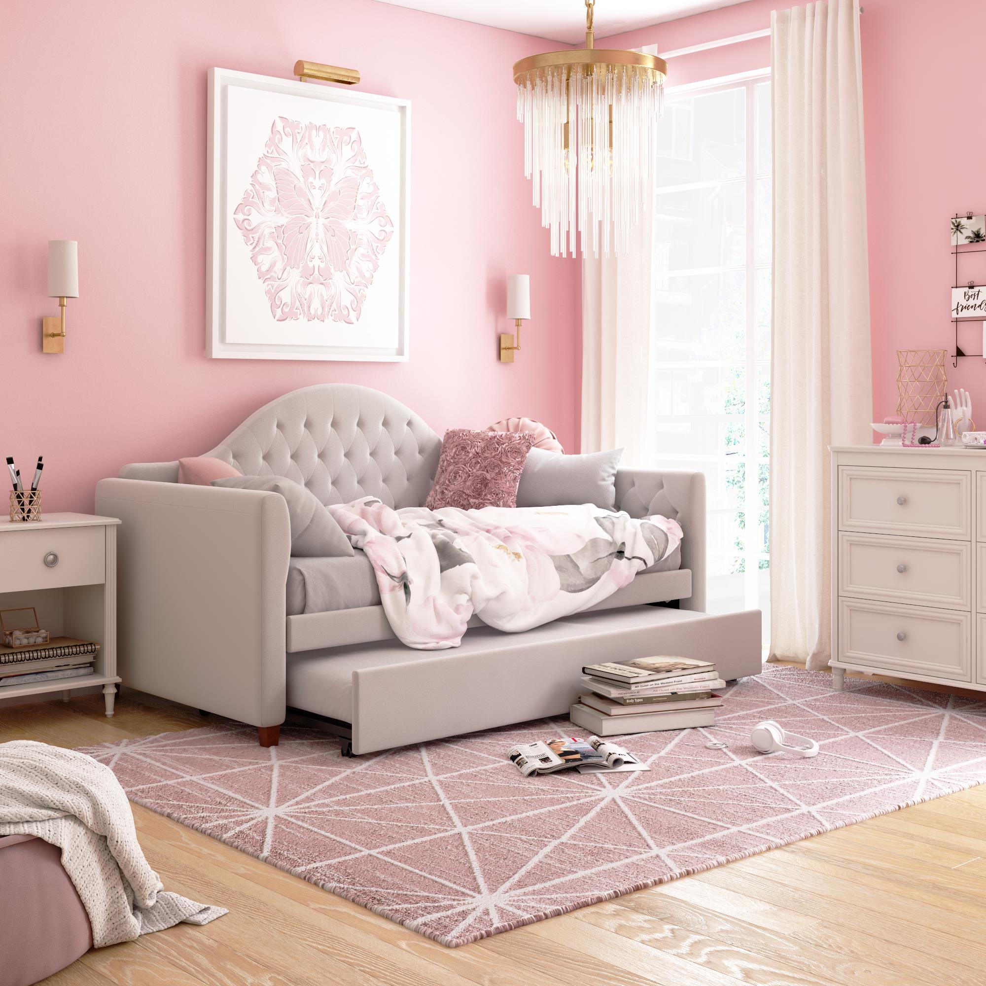 Pink twin top daybed with trundle