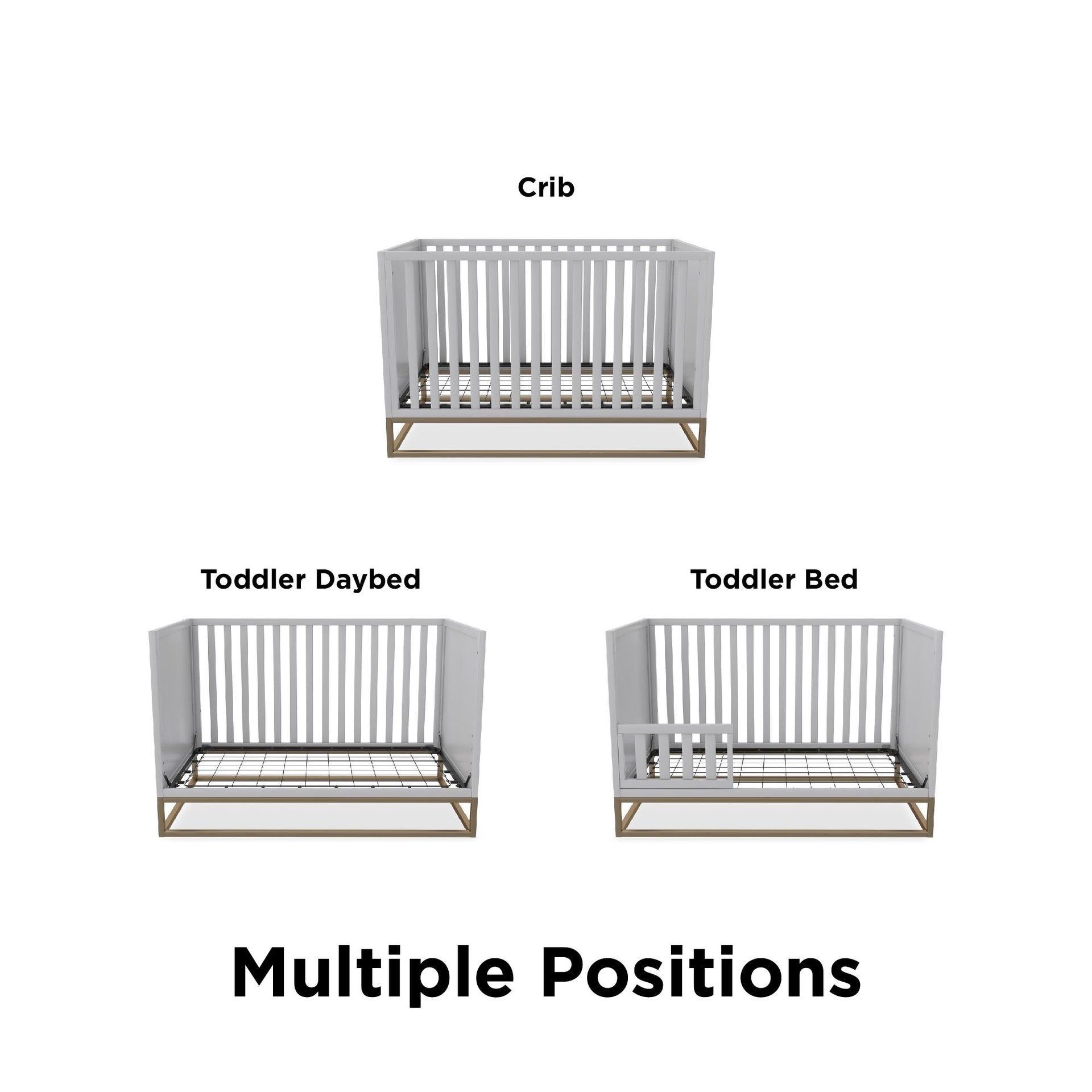 Little Seeds Haven 3 in 1 Metal Base Crib - Dove Gray