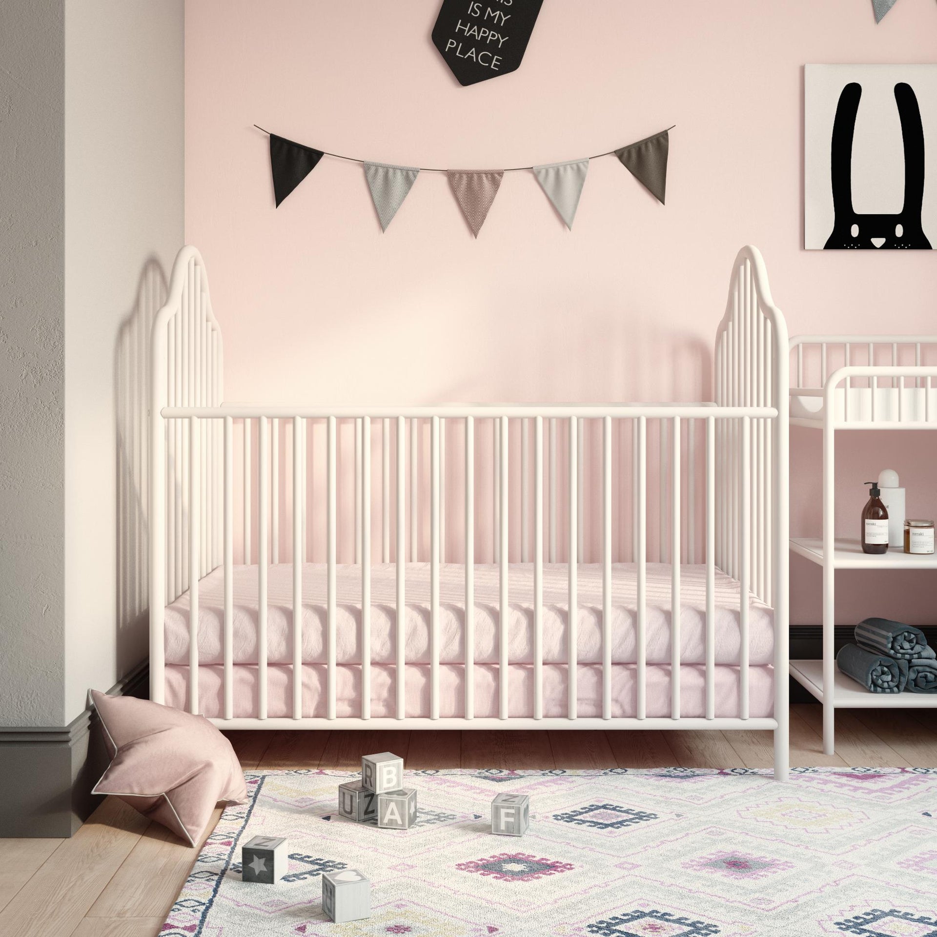 Little Seeds Lanley Metal Crib - White