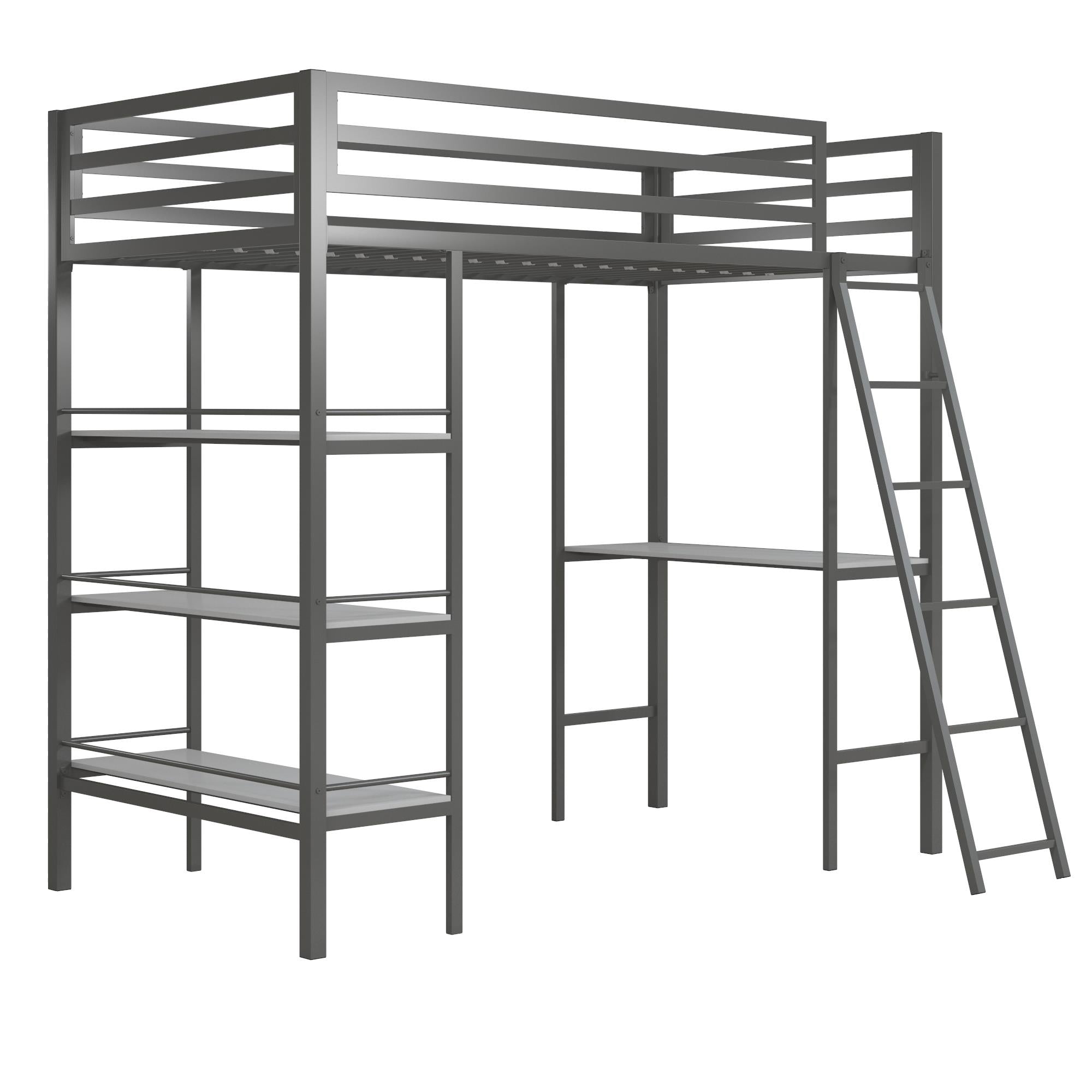 Little Seeds Birka Metal Loft Bed with Shelves