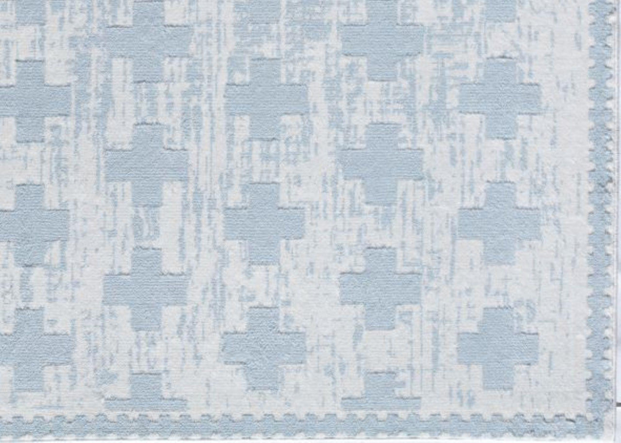 Little Seeds Serenity Impression Rug Wht/Lt Blue 5 x 7 - White/Blue