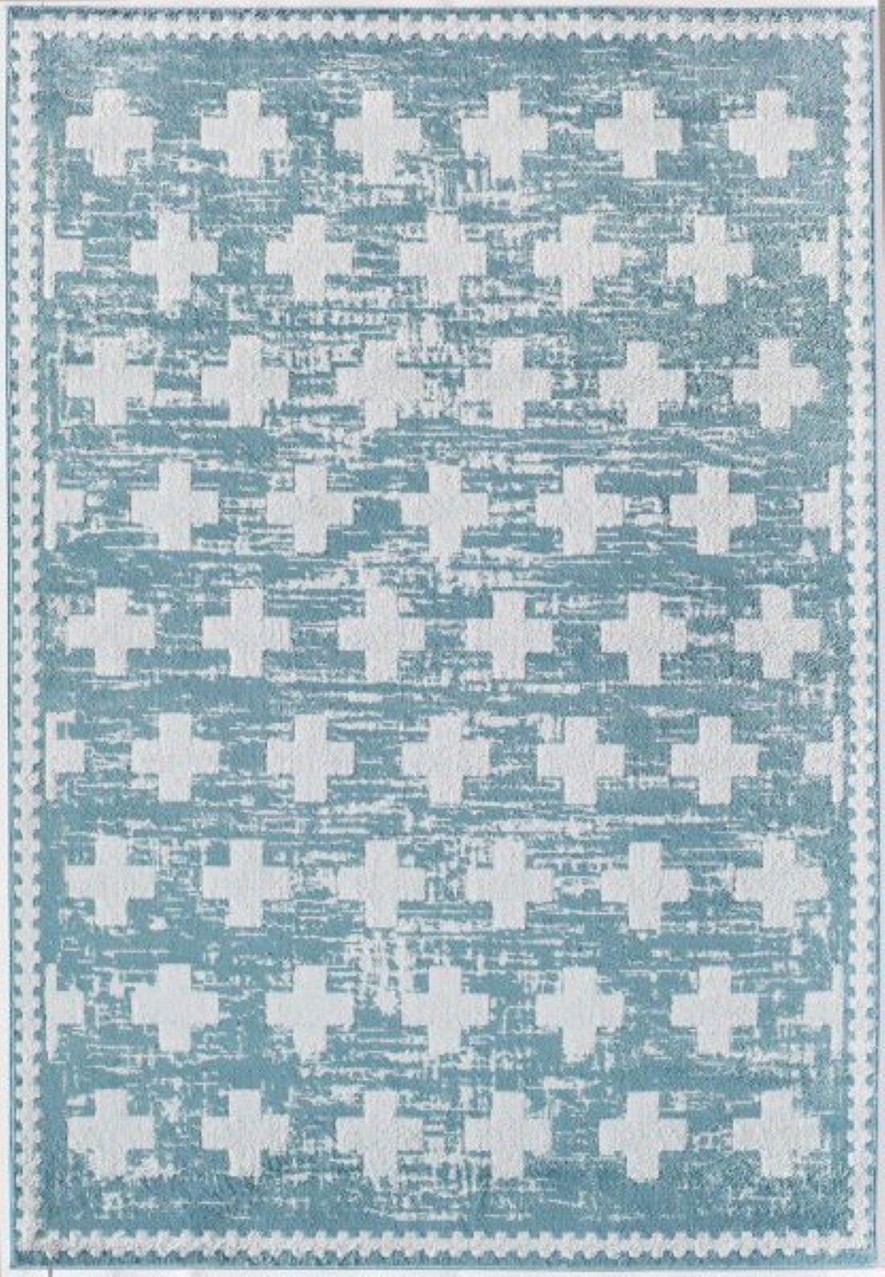 Little Seeds Serenity Impression Rug Teal Gray  8 x 10 - Gray