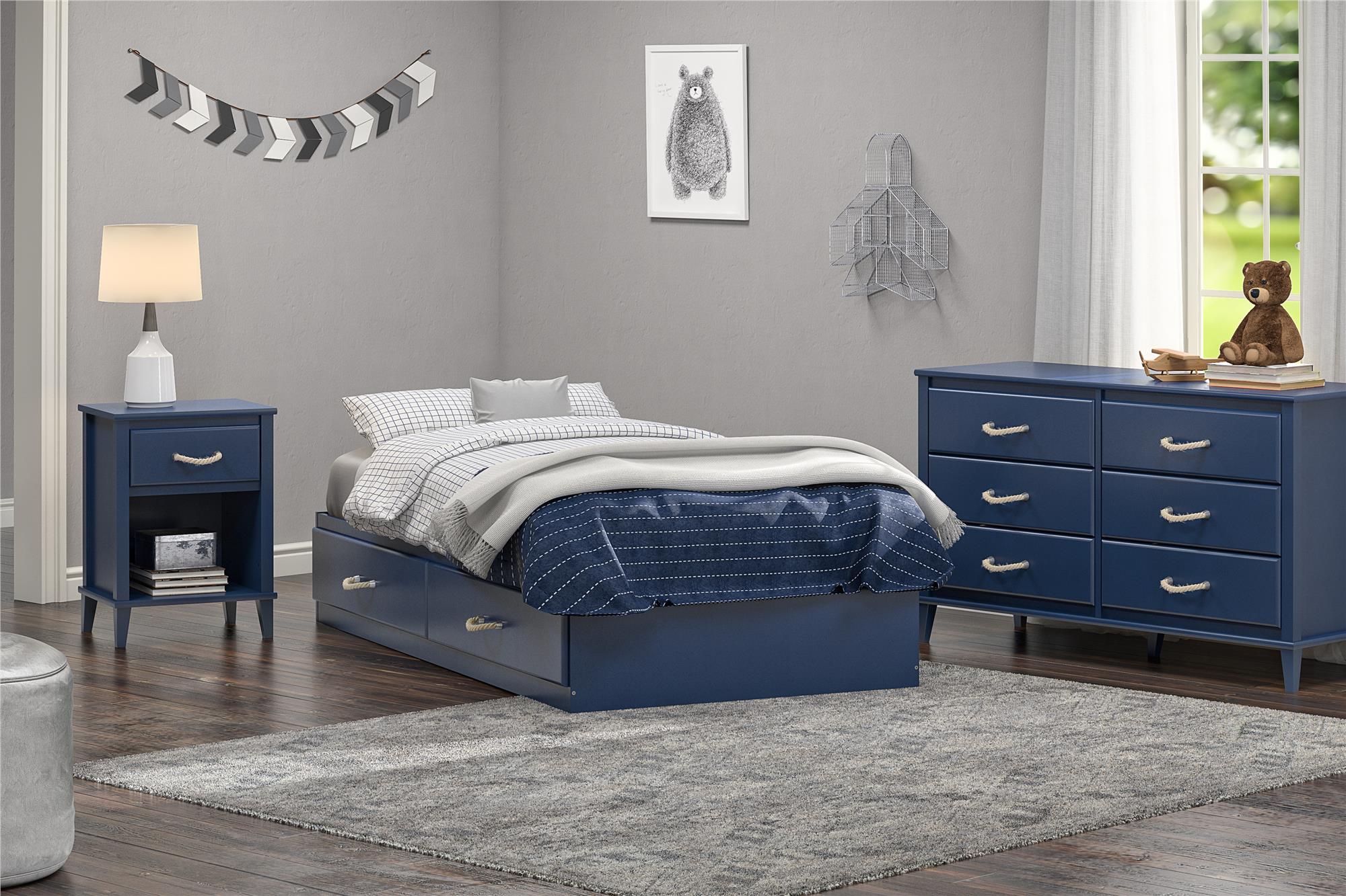 Twin shop bed blue