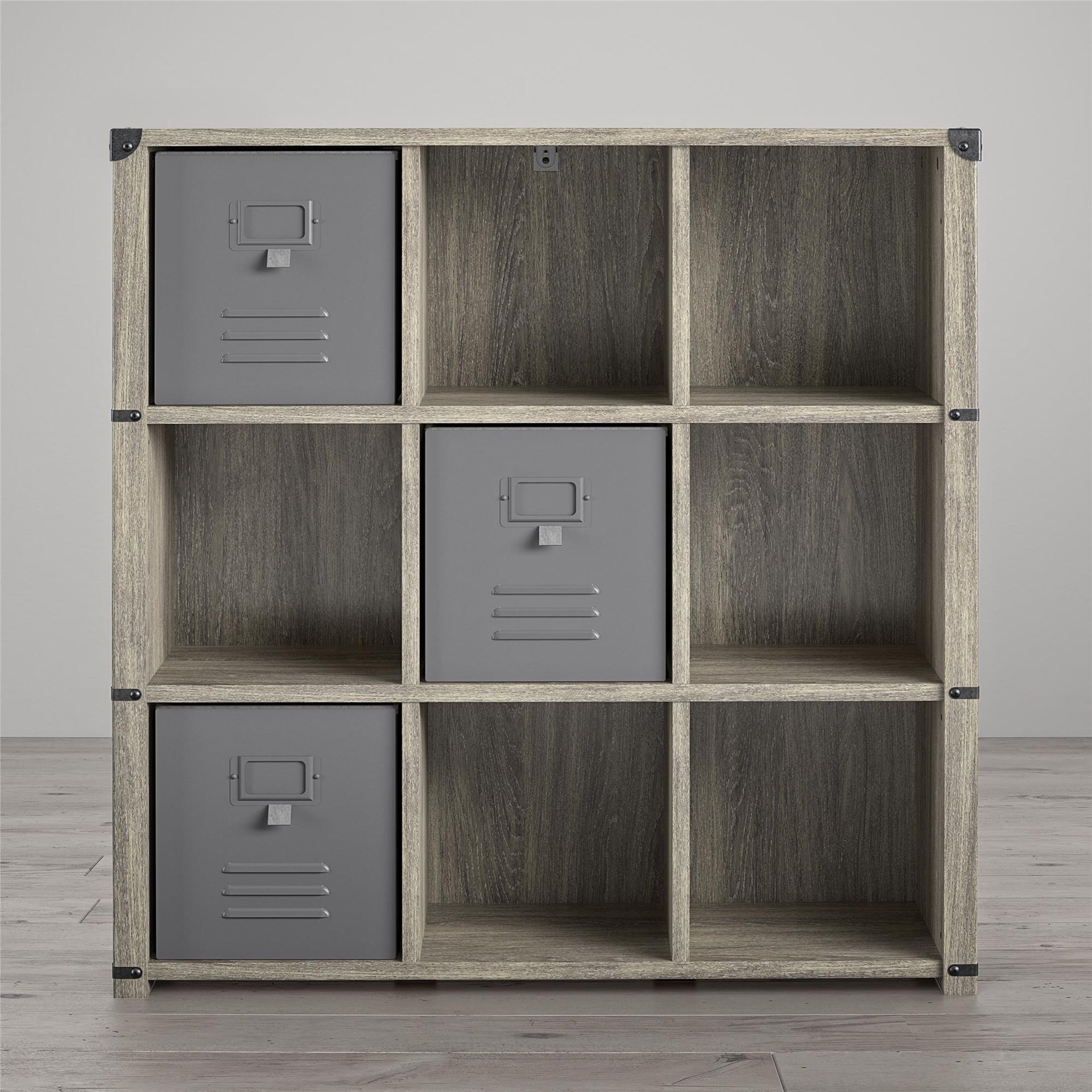 Nova 9 Cube Storage Bookcase - Gray Oak