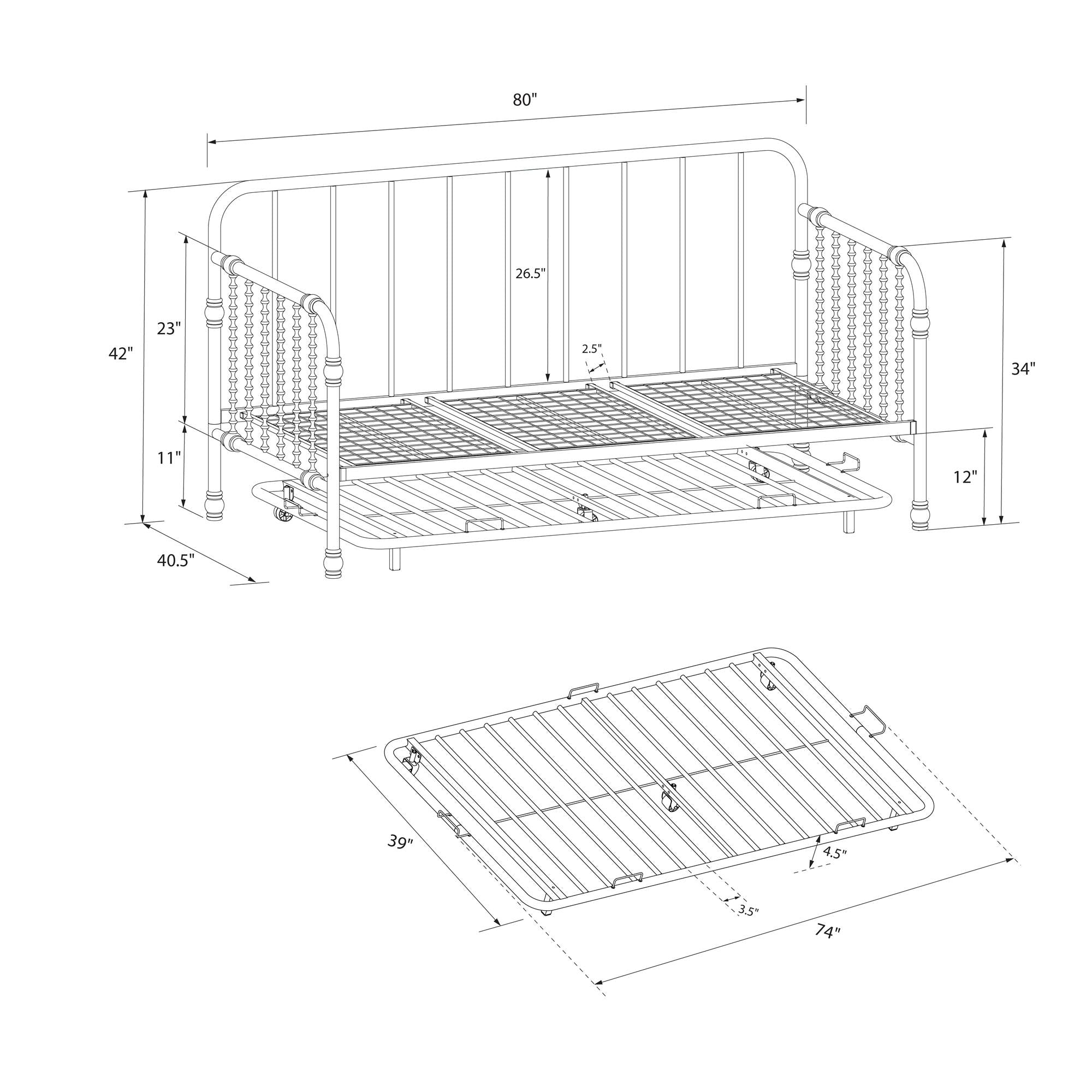 Mainstays modern metal daybed store with trundle