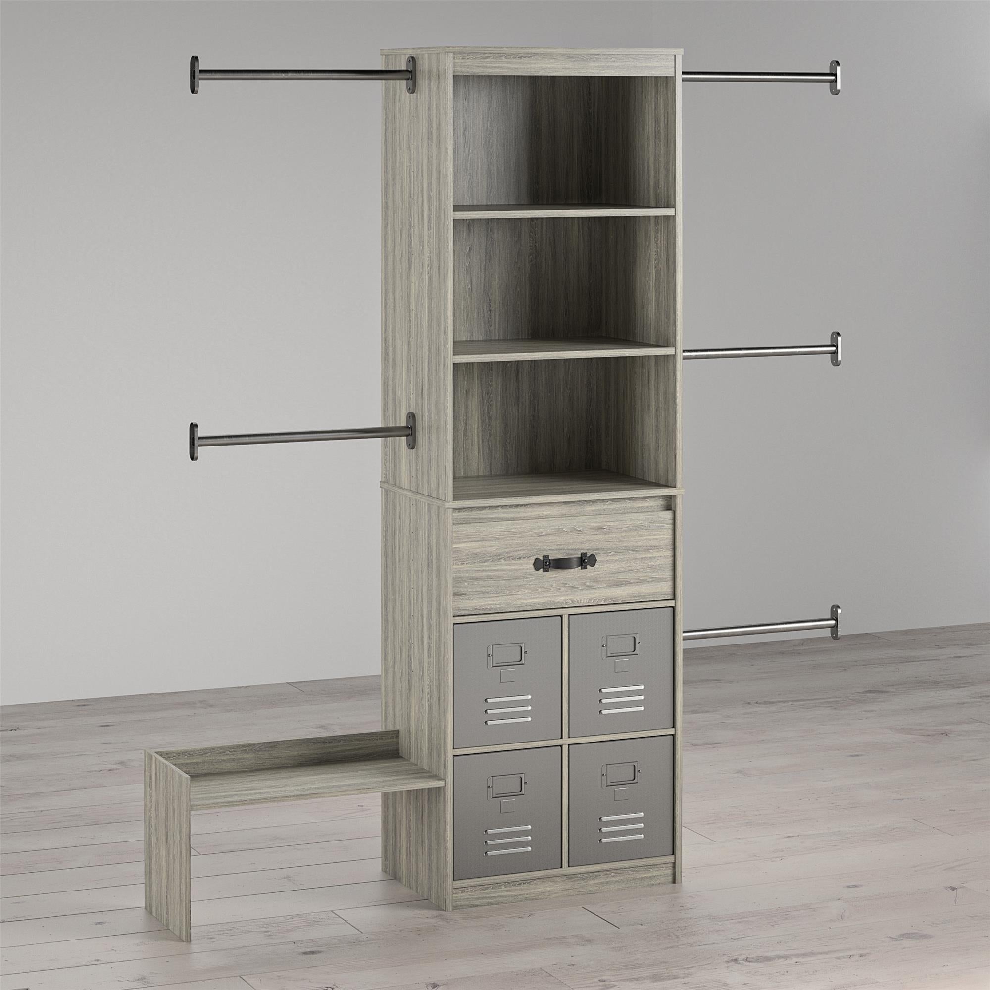 Nova Grow with Me Grey Oak Adjustable Kids' Closet Organizer