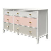 Monarch Hill Poppy White 6 Drawer Dresser - Peach
