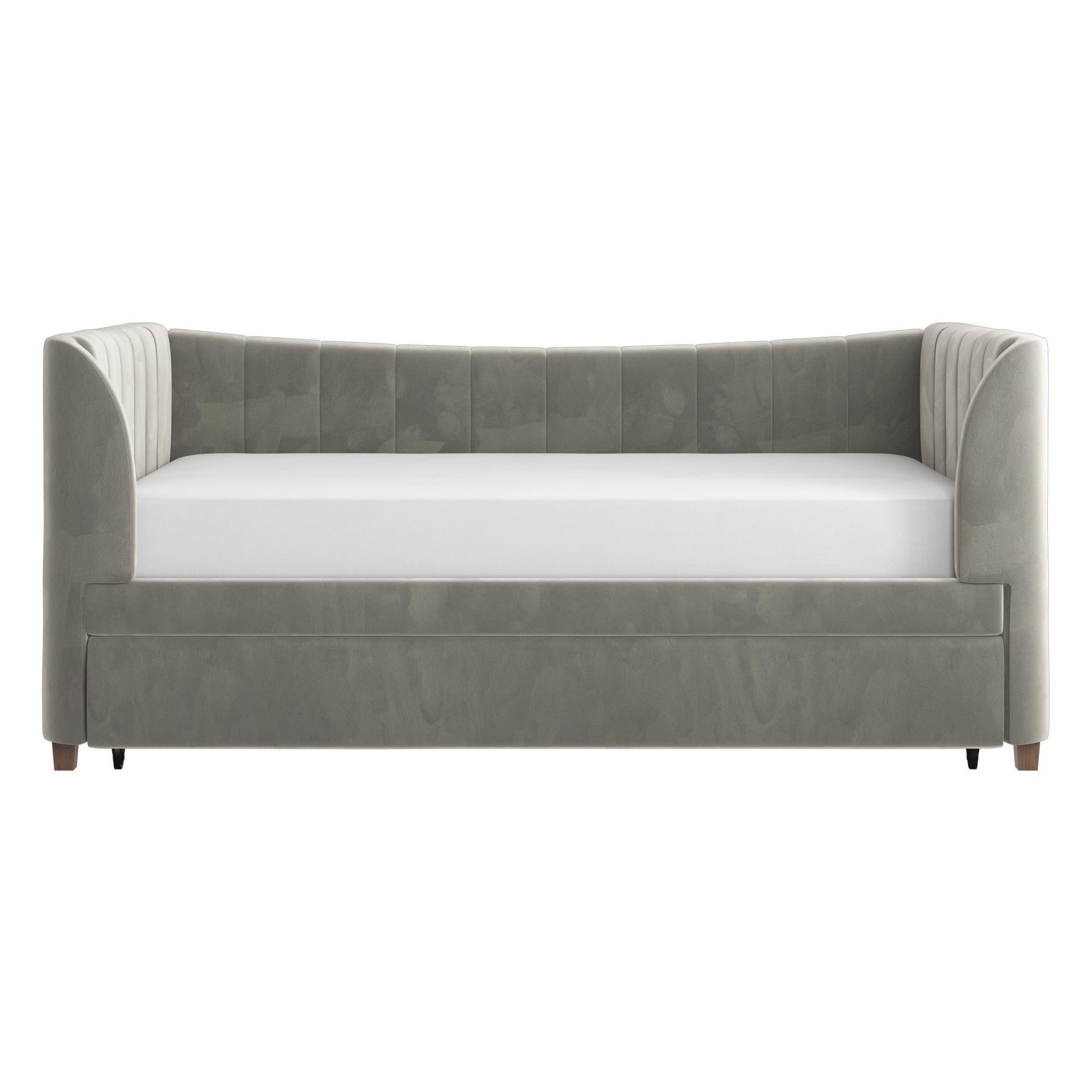 Little Seeds Valentina Upholstered Daybed with Trundle - Gray - Twin