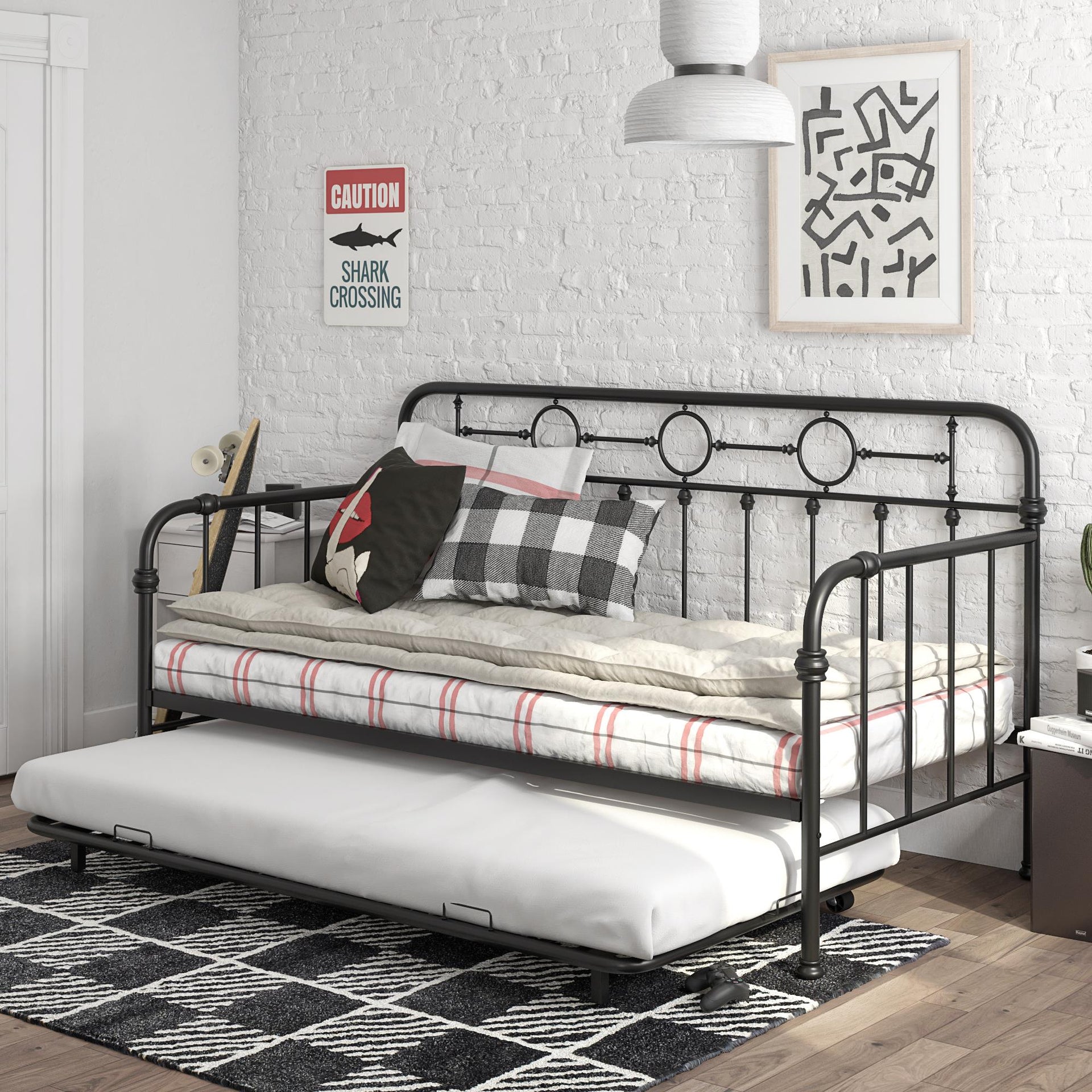 Little Seeds Willow Metal Daybed and Twin Trundle - Black - Twin