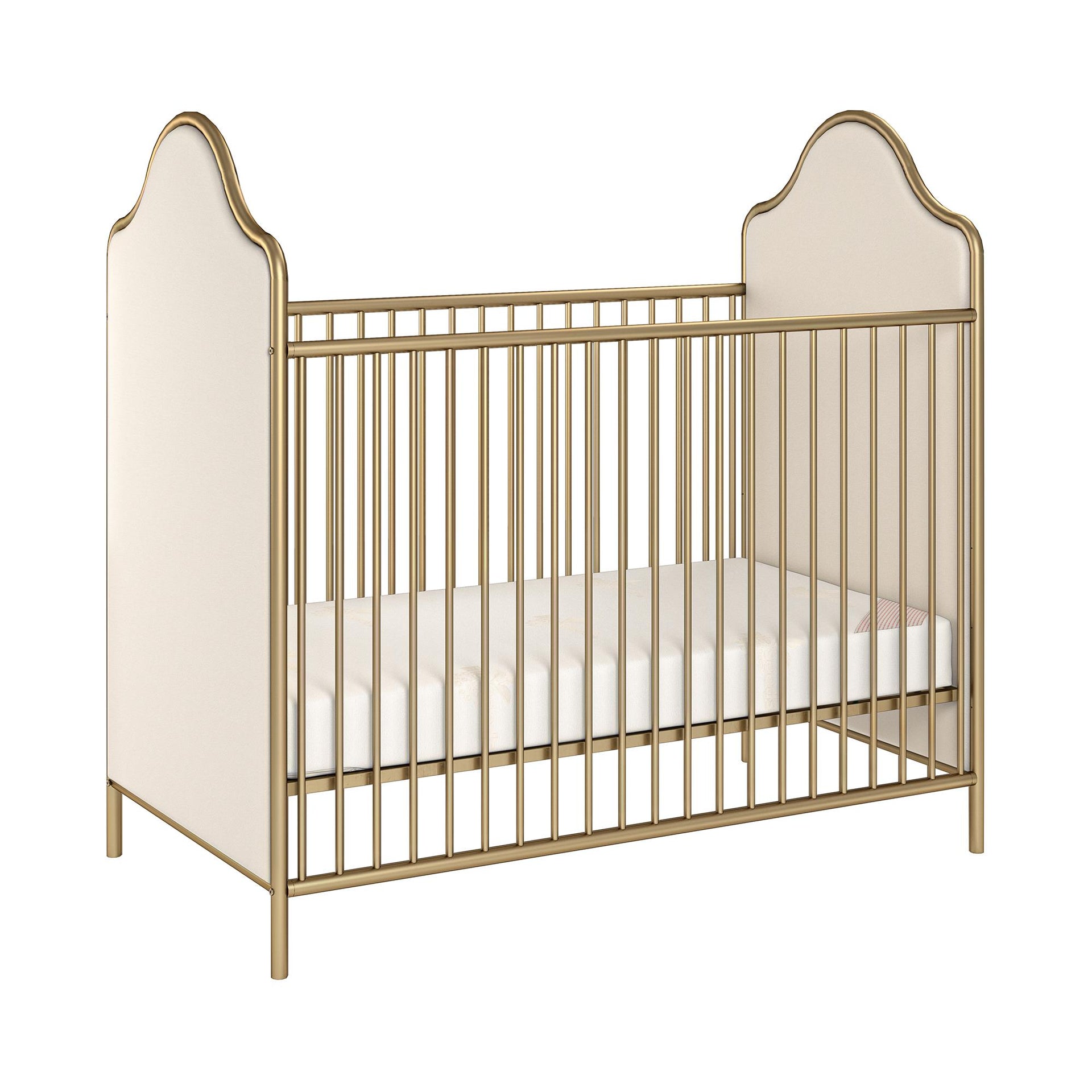 Piper Upholstered Convertible Metal Crib - Gold