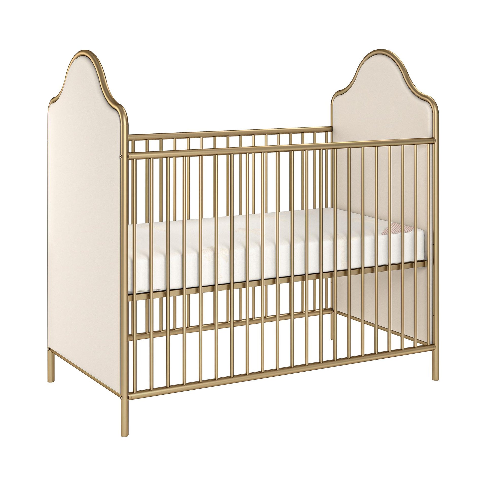 Piper Upholstered Convertible Metal Crib - Gold