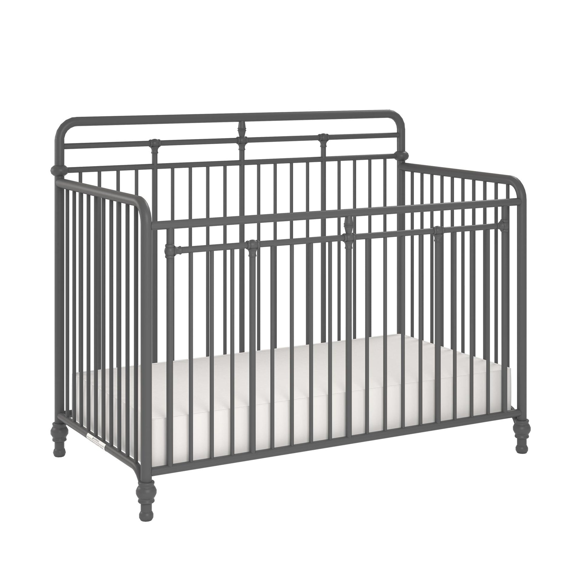 Monarch Hill Hawken 3 in 1 Convertible Metal Crib - Graphite Grey